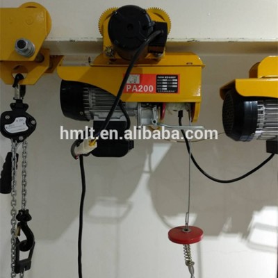 PA type 200kg 220v mini electric wire rope hoist with trolley